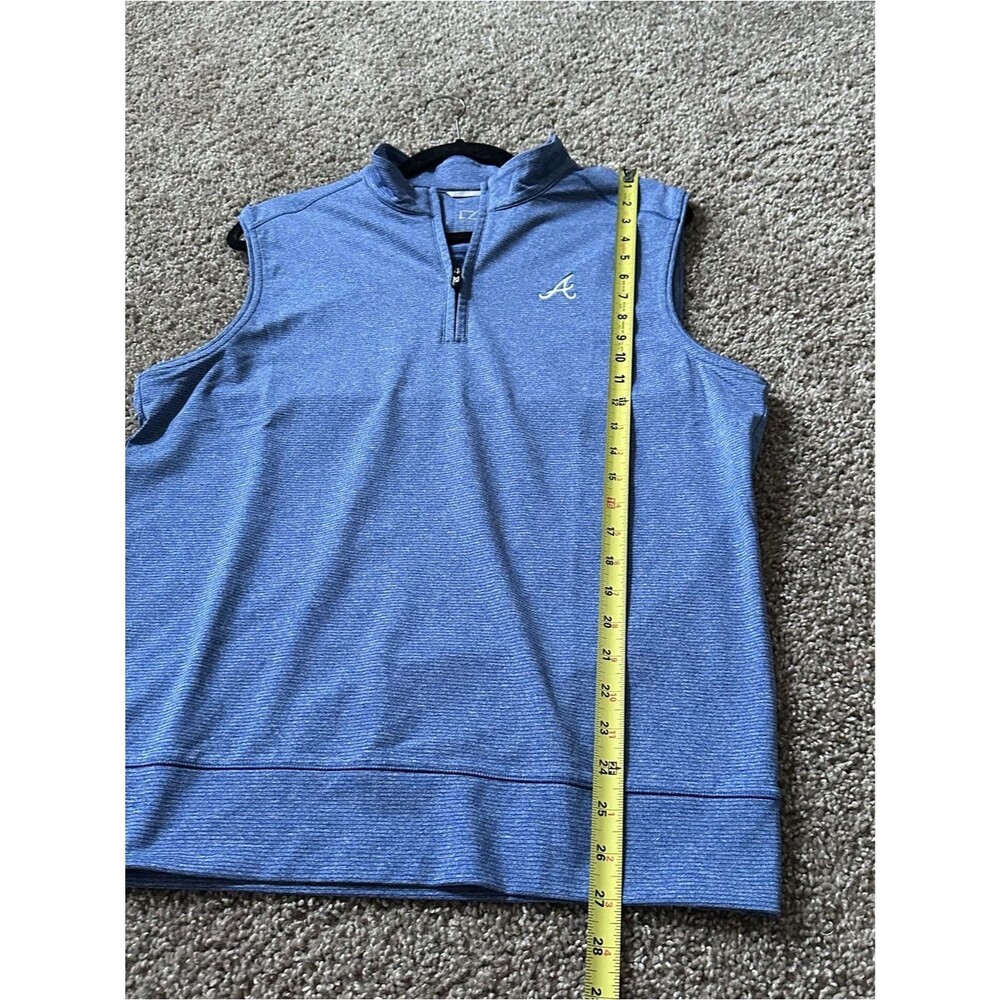Men's Blue Sleeveless Quarter-Zip Pullover Atlanta Braves Vest S Cutter & Buck - Picture 6 of 7